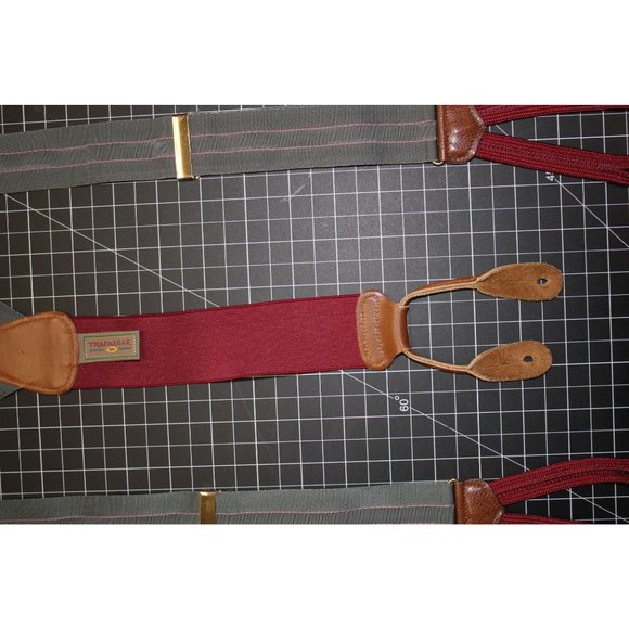 Trafalgar Adjustable Suspenders  OSFM Gray with Pink Stripes   Elastic / leather - Picture 4 of 12